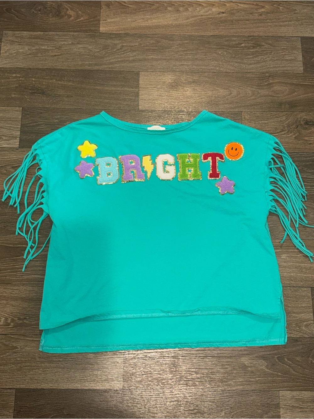Oddi Blue Fringe Sleeve Shirt Bright Medium